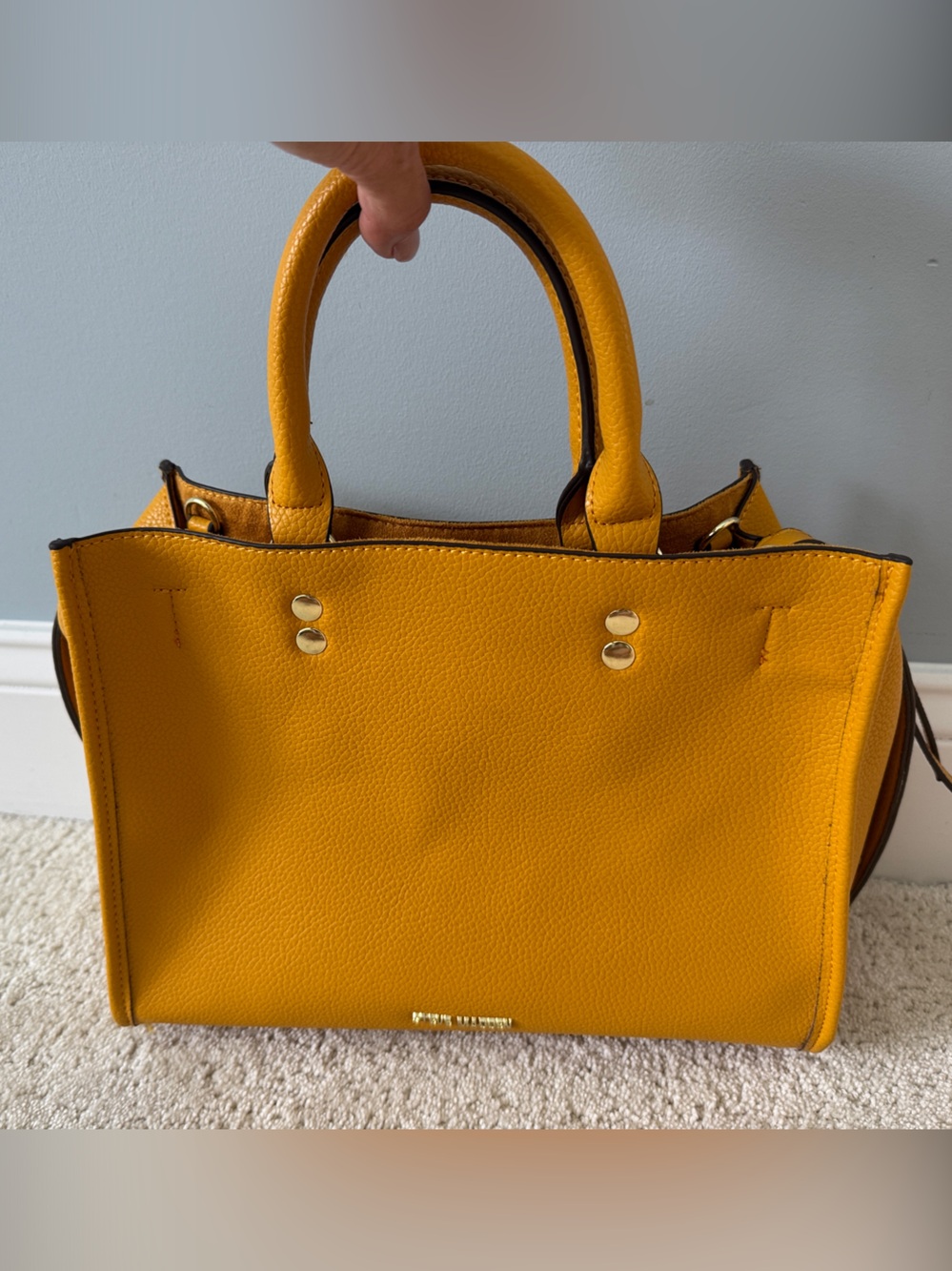 Steve Madden Yellow Structured Leather Tote Bag